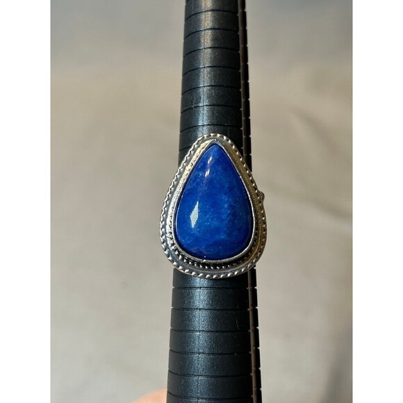 Paparazzi Silver Tone and Blue Stone Adjustable Stretch Ring - Picture 1 of 3